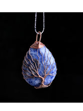 Charger l&#39;image dans la galerie, Chaînes &quot;Arbre de Vie&quot; avec diverses pierres en bronze / améthyste, lapis lazuli, quartz rose, jade
